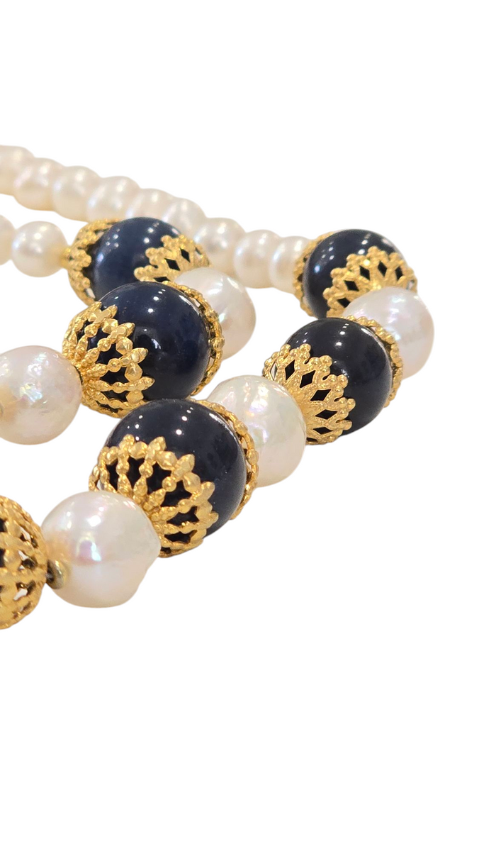 Collana Con Zaffiro Blu Ovale E Tre Diamanti In Oro Bianco - Foto 5