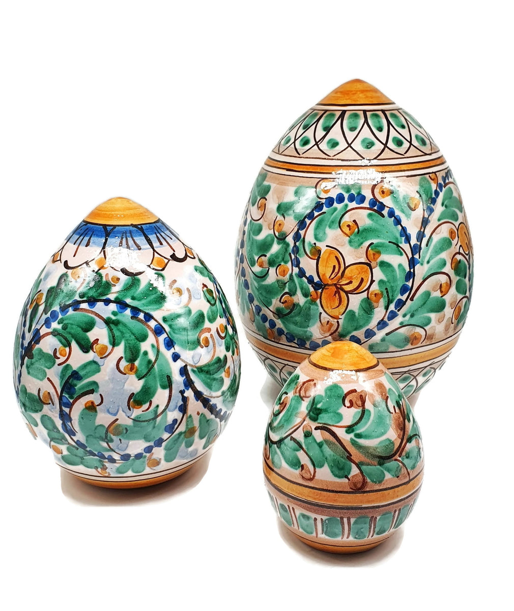 Uova di Pasqua Ceramica Caltagirone dipinte a mano (misure e decori – DD  Ceramiche Siciliane