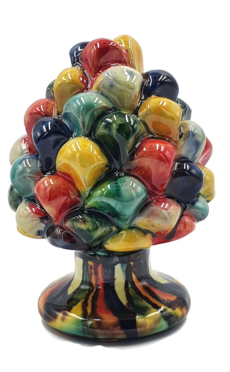 Pigna Colata in Ceramica Siciliana - 25 cm - Multicolor sul Dorato