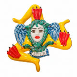 Trinacria da muro in ceramica di Caltagirone. Cm 30