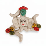 Trinacria da muro in ceramica di Caltagirone dipinta a mano. Cm 14