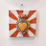 Mattonella in ceramica con ex voto cuore sacro