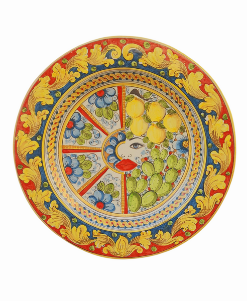 Grande piatto a falda in ceramica di Caltagirone