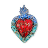 Ex voto cuore sacro con rose a rilievo