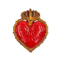 Ex Voto Cuore Sacro in ceramica artigianale, cm 17 x 15