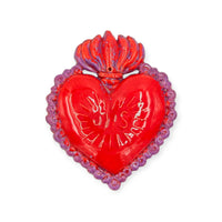 Ex Voto Cuore Sacro in ceramica artigianale, cm 17 x 15