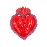 Ex Voto Cuore Sacro in ceramica artigianale, cm 17 x 15