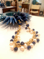 Collana girocollo in agata e perle