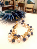 Collana girocollo in agata e perle