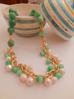 Collana girocollo in agata e perle
