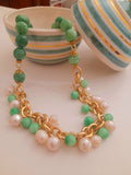 Collana girocollo in agata e perle