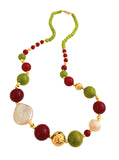 Collana in agata, quarzo e perle