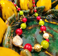Collana in agata, quarzo e perle