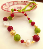 Collana in agata, quarzo e perle