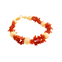 Bracciale con frangia di corallo e perle
