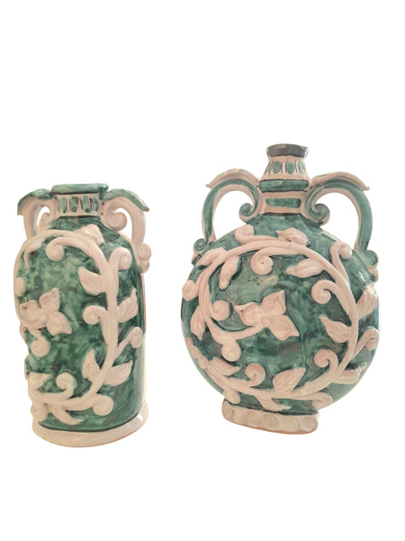 Fiasco e Bottiglia Siciliani in ceramica di Caltagirone