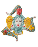 Trinacria da muro in ceramica di Caltagirone. Cm 30