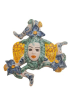Trinacria da muro in ceramica di Caltagirone dipinta a mano. Cm 20