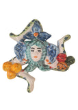 Trinacria da muro in ceramica di Caltagirone dipinta a mano. Cm 14