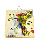 Mattonella in ceramica siciliana con volto di donna cm 10x10