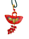 Collana con borsetta siciliana e grappolo pendente