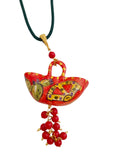 Collana con borsetta siciliana e grappolo pendente