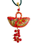 Collana con borsetta siciliana e grappolo pendente
