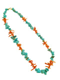Collana e bracciale in aulite turchese e corallo