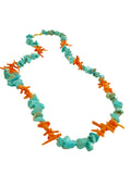 Collana e bracciale in aulite turchese e corallo