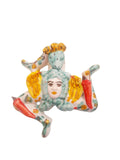 Trinacria da muro in ceramica di Caltagirone dipinta a mano. Cm 14
