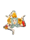 Trinacria da muro in ceramica di Caltagirone dipinta a mano. Cm 14