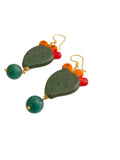 Orecchini Siciliani Fico d'India e agate verdi