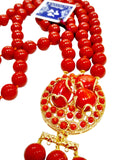 Collana a tre fili in pasta di corallo