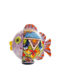 Pesce in ceramica di Caltagirone, interamente realizzato e dipinto a mano.