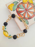 Bracciale limone e pietra lavica