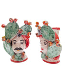 Coppia di teste di moro con cactus h 15 cm