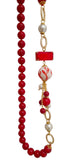 Collana lunga rossa con sferetta in ceramica