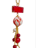 Collana lunga rossa con sferetta in ceramica