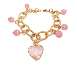 Bracciale con cuore in cristallo, vari colori