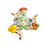 Trinacria da muro in ceramica di Caltagirone dipinta a mano. Cm 14