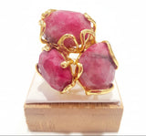 Anello in ottone dorato e pietre dure, vari colori