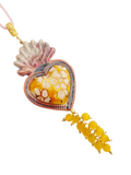 Collana con ciondolo ex voto cuore sacro in ceramica decorato