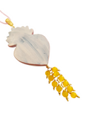 Collana con ciondolo ex voto cuore sacro in ceramica decorato