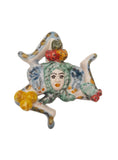 Trinacria da muro in ceramica di Caltagirone dipinta a mano. Cm 14