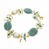 Bracciale con agate e perle naturali, vari colori