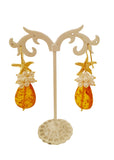 Set collana e orecchini in ambra e perle naturali