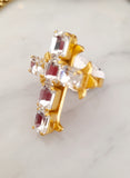 Anello con croce in cristalli bianchi