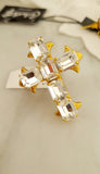 Anello con croce in cristalli bianchi
