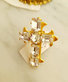 Anello con croce in cristalli bianchi