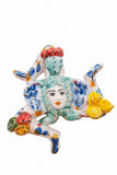 Trinacria da muro in ceramica di Caltagirone dipinta a mano. Cm 14